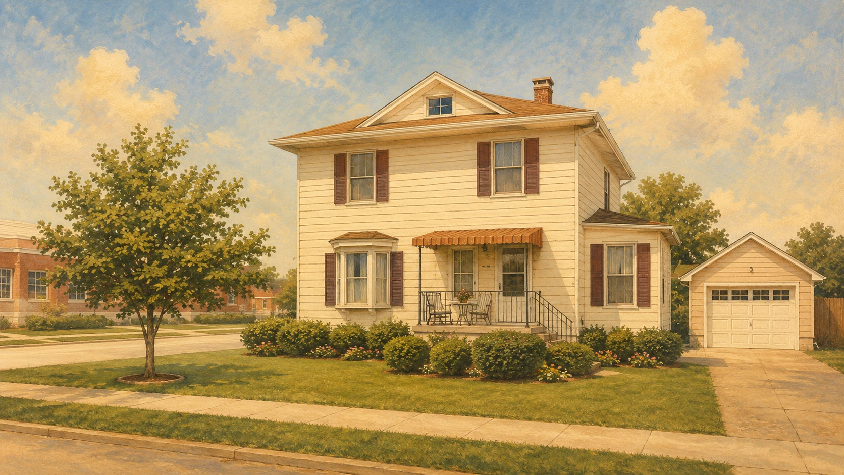 Custom illustrated portrait of a family home