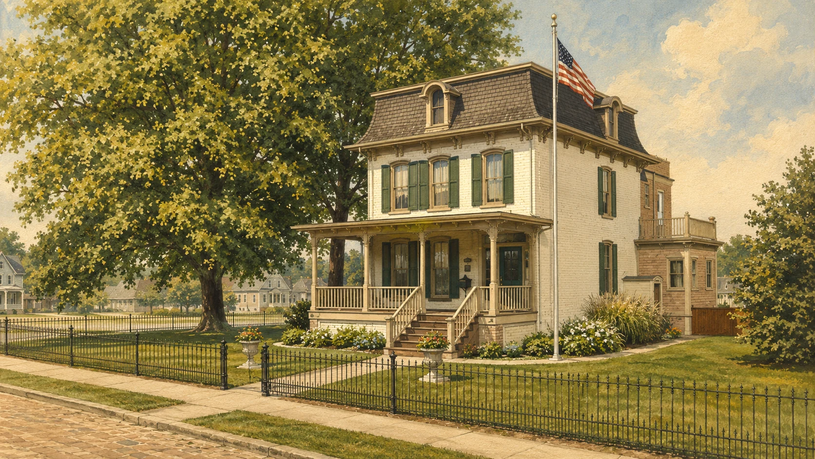 Custom illustrated portrait of a historic Effingham residence